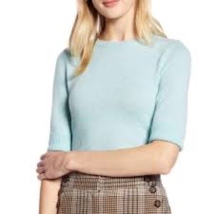 NWT Halogen x Atlantic Pacific wool blend crewneck shortsleeved sweater